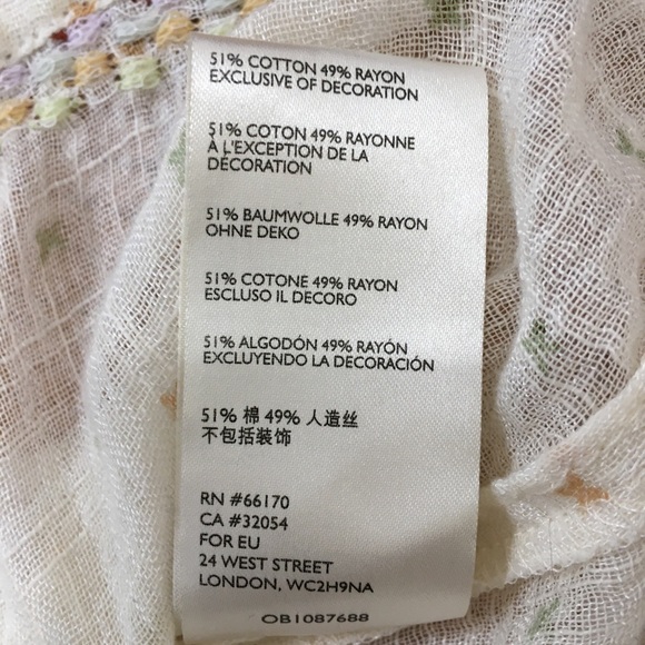 Free People Boho Talia Bell Sleeve Cream Embroidered Peasant Blouse Top - Picture 10 of 16